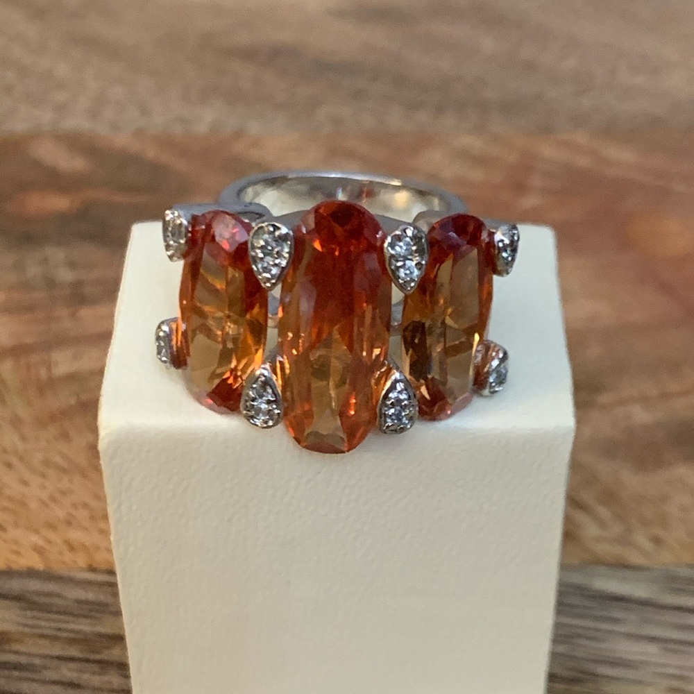 Sterling Silver *Fire Orange* Size 6 CZ Ring